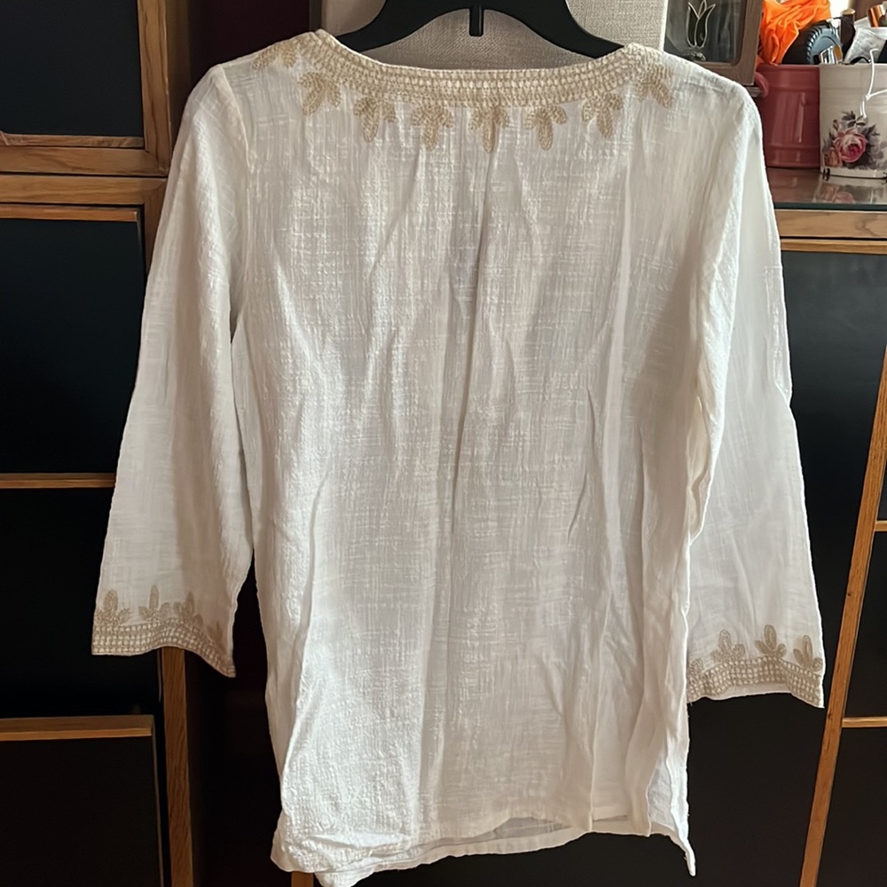 Solitaire Cotton Beige Blouse Tunic - Picture 10 of 11